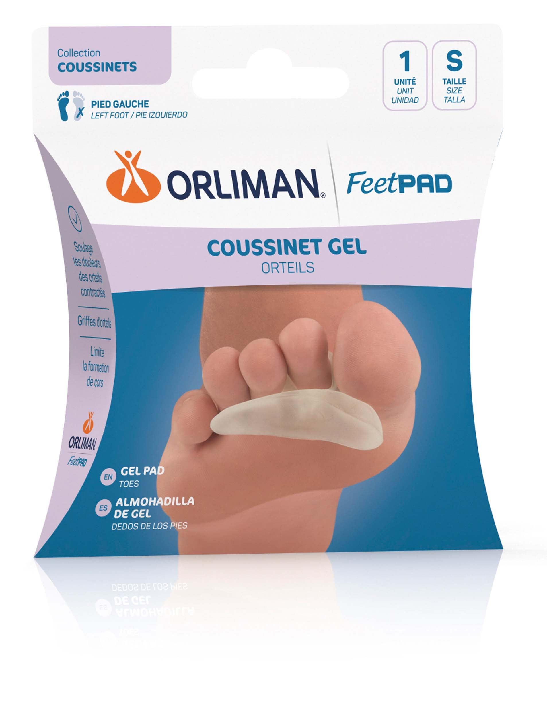 Coussinet Gel Orteil Gauche FEETPAD - 3 Tailles - Orliman