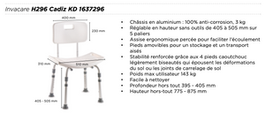 Chaise 2 en 1 ou Tabouret de douche -  CADIZ  - Invacare