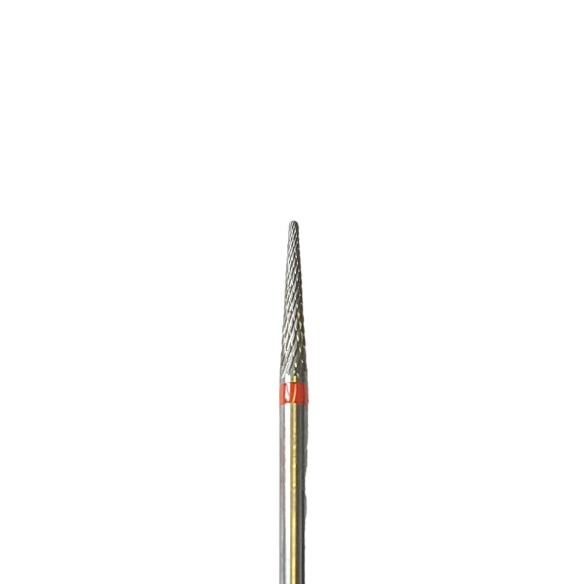 Fraise E0120 Carbure de tungstène - Abrasion et finition des ongles fins - Denture croisée fine - Forme conique - 2,3 mm