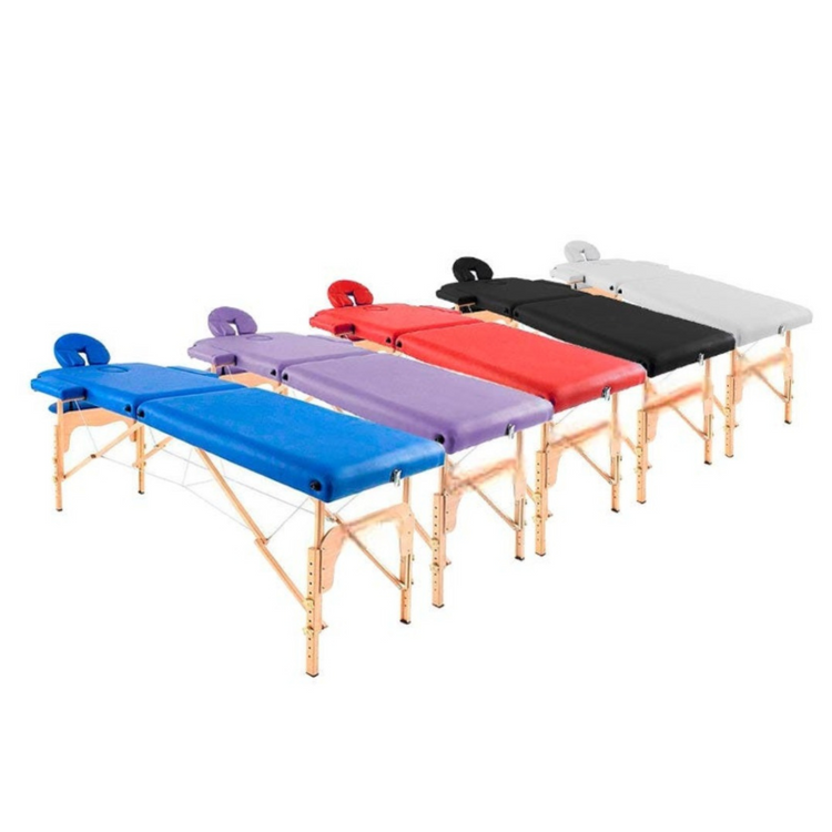 Table de massage pliante en bois 186 x 66 cm sans dossier - 6 coloris