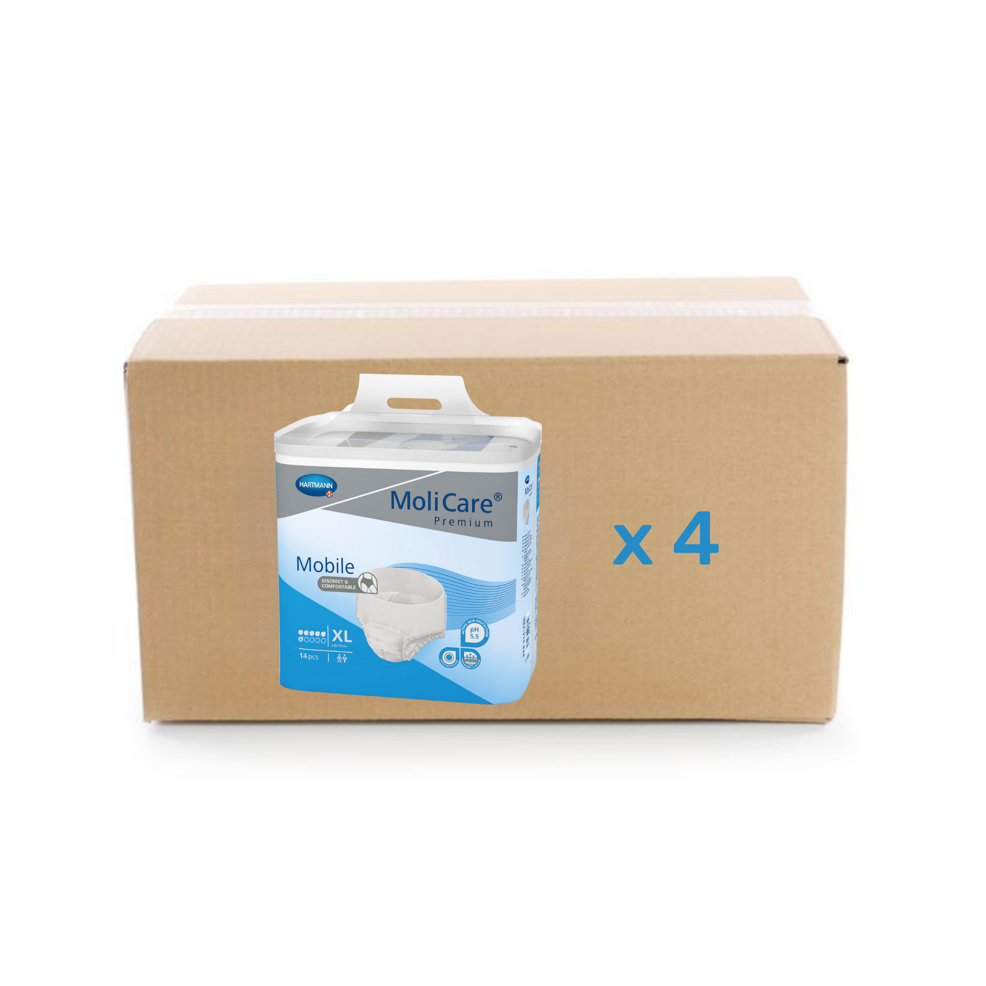 Slip Molicare Premium Mobile - 6 gouttes - XL - carton 4x14U - Hartmann