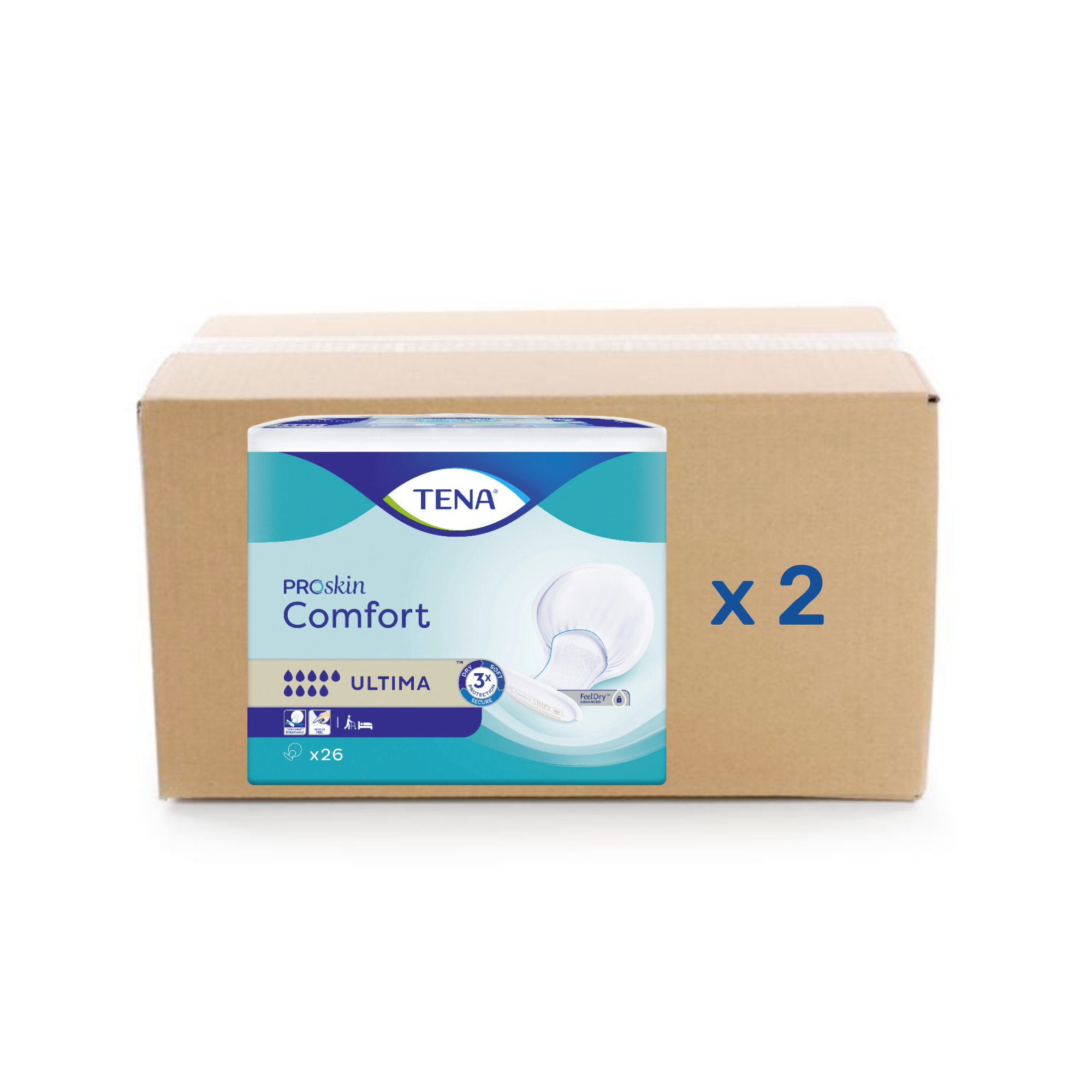 Protection anatomique Tena Confort ProSkin - Ultima - carton 2x26U - Tena